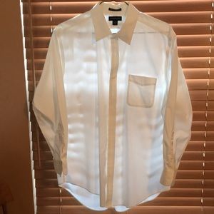 Lands End Men’s Dress Shirt, white, size 17-33, No Iron Pinpoint Oxford